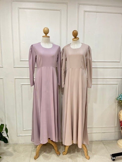 Women Round Neck Long Empire Dress